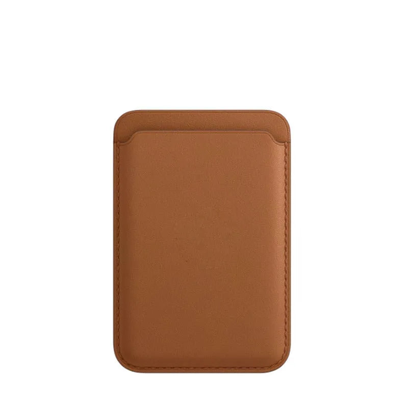 Magnetic card holder case for iPhone in PU leather with integrated card slot and MagSafe compatibility