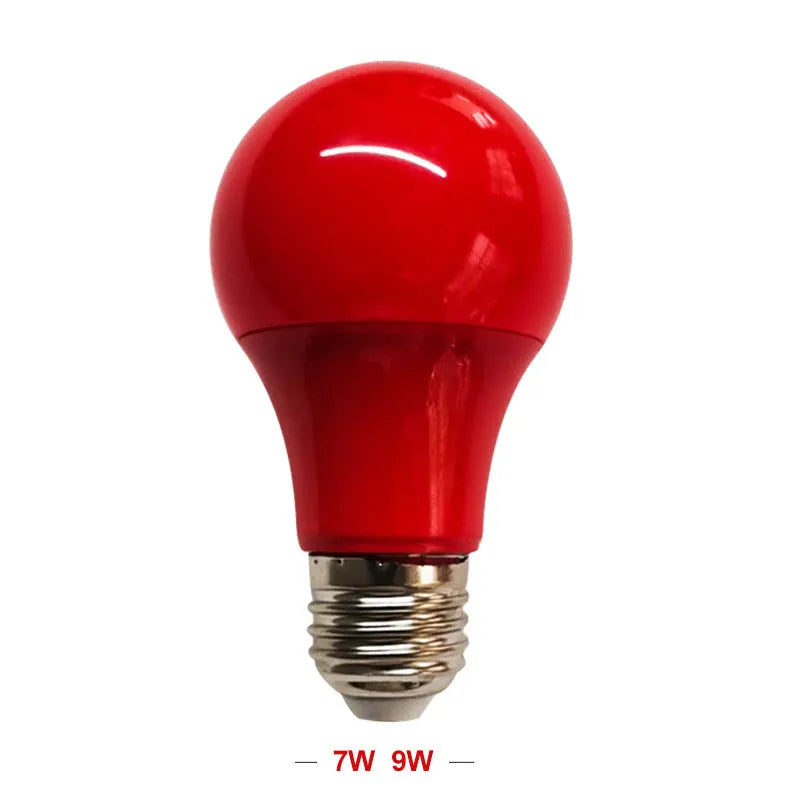 LED globe light bulb with coloured light, 220V socket, IP43 rated, available in multiple wattages.