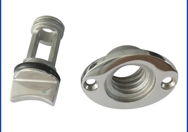 Stainless steel marine water plug for ships and yachts measuring 4.5 cm by 5.5 cm