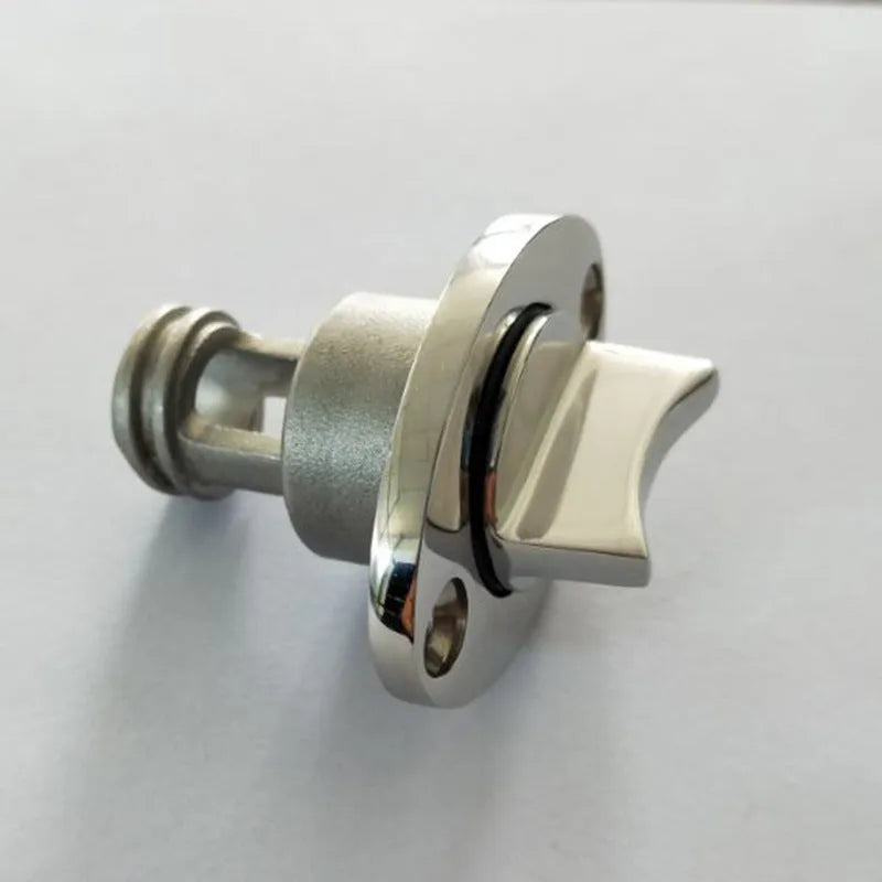 Stainless steel marine water plug for ships and yachts measuring 4.5 cm by 5.5 cm
