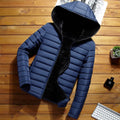 Men's winter short padded jacket plus velvet slim fit zip front, red black dark blue, sizes M-4XL