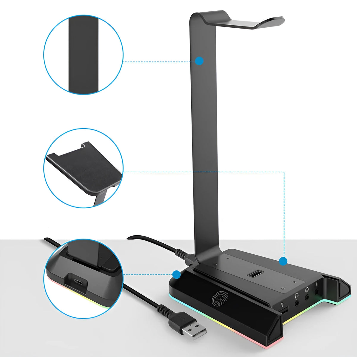 Detachable head-mounted computer headset hanger bracket in style A with USB interface and 7.1 channel support, 0.5 kg