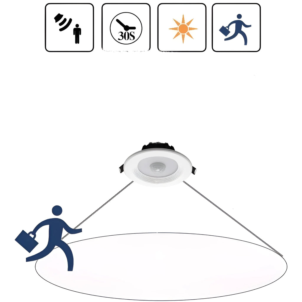 Infrared body sensing LED down light with aluminium housing for kitchen, study or toilet installation