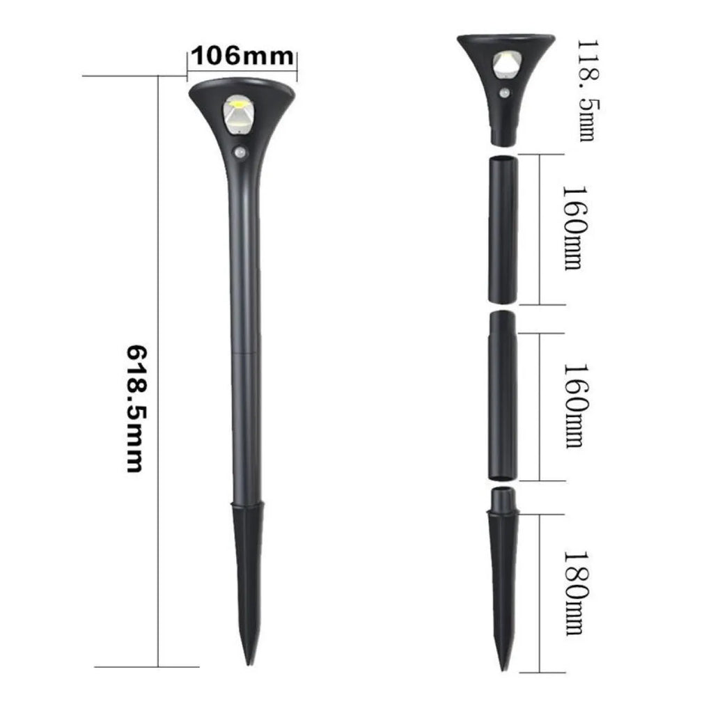 Solar induction ground plug light with LED5730, IP65 rating, and adjustable pole for outdoor use
