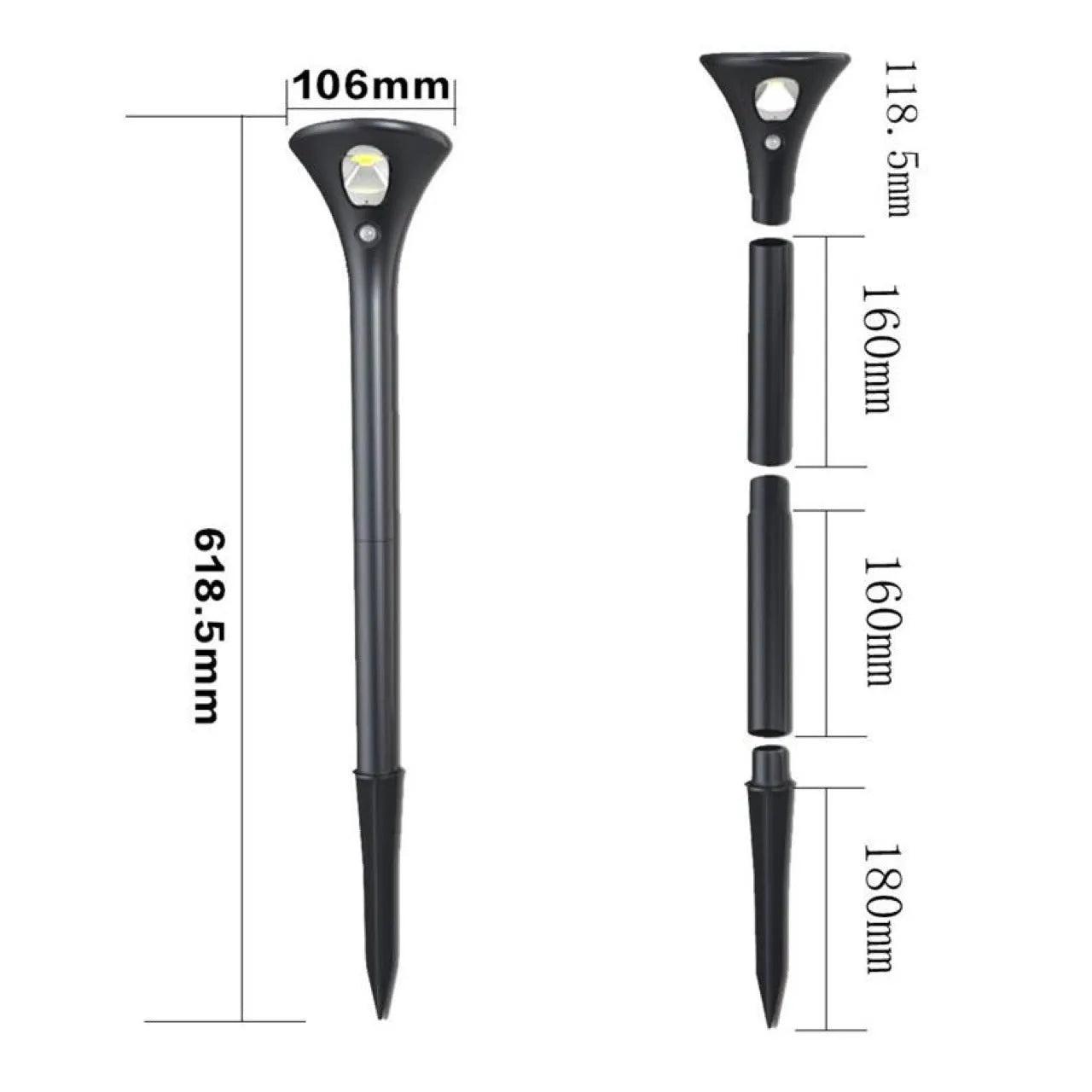 Solar induction ground plug light with LED5730, IP65 rating, and adjustable pole for outdoor use