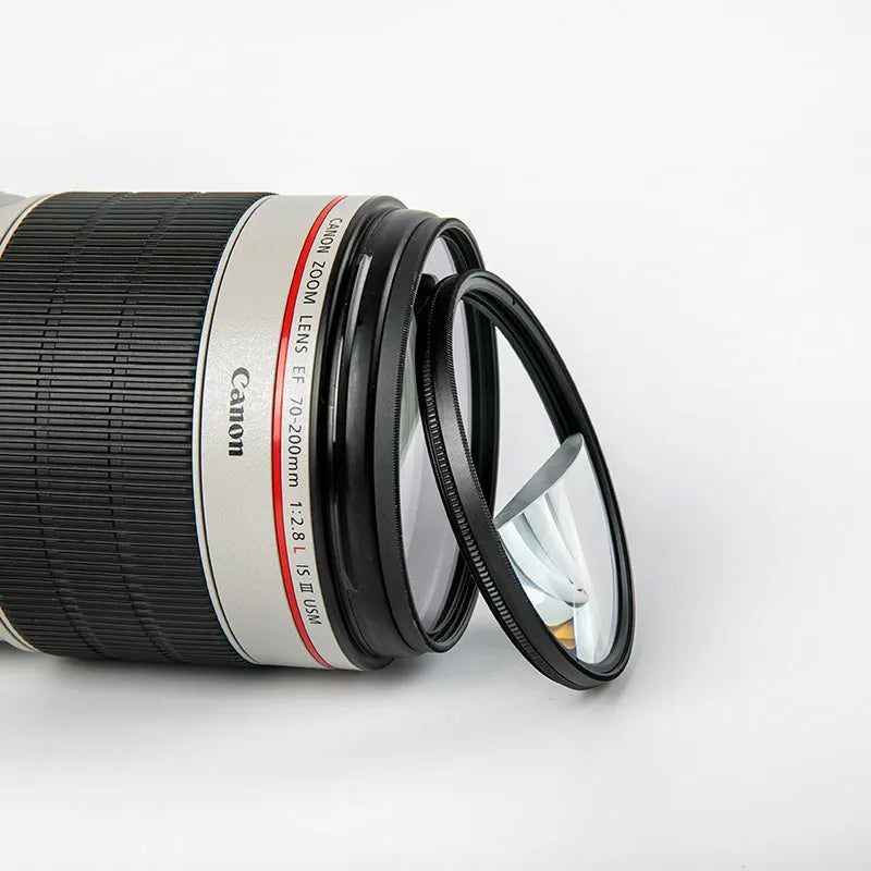 77mm half moon mirror split focus filter for SLR cameras with rotatable design and included cleaning cloth