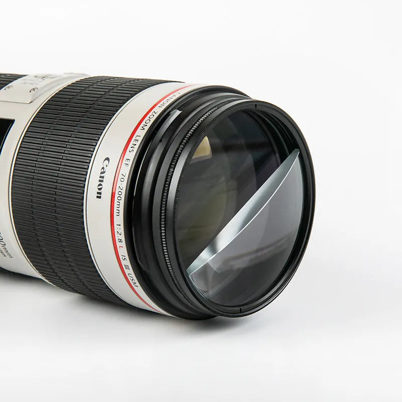 77mm half moon mirror split focus filter for SLR cameras with rotatable design and included cleaning cloth
