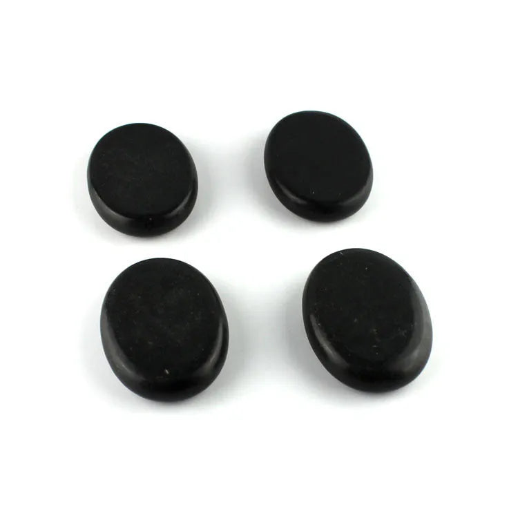 Black energy stone massage heater with constant temperature heating box and 16 volcanic stones for tuina and relaxation.