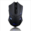 Wireless gaming mouse with 4000dpi sensor, 2.4GHz USB connection, seven keys, four-way wheel, in Black or Black plus Red