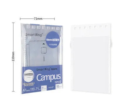 A7 hard cover detachable coil notebook showing multiple loose-leaf paper styles including timeline and checkered sheets