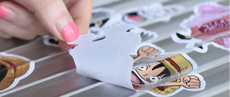 Assortment of colourful graffiti and cartoon design stickers from a 100-piece mixed series pack.