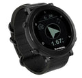 Smart sports watch with stainless steel bezel, displaying GPS and heart rate data on screen, suitable for triathlon training