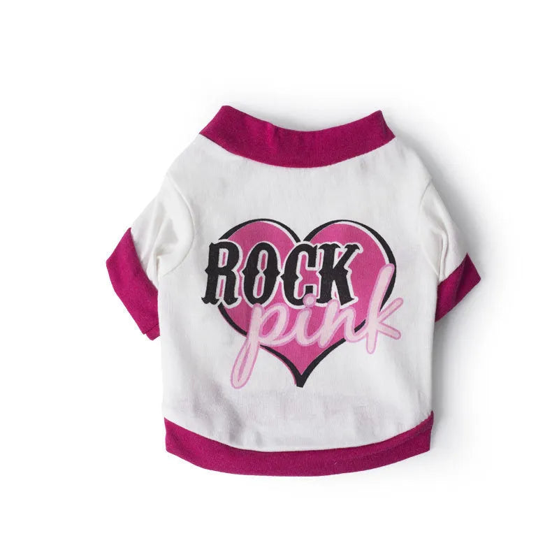 Cotton pet dog t-shirt in T-shirt style with short sleeves