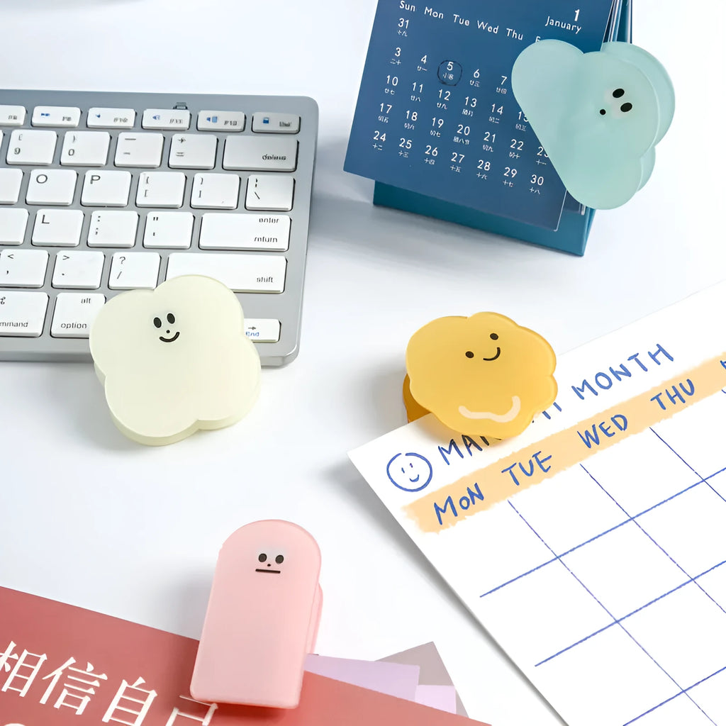 Creative cartoon collage acrylic clip in beige, blue, orange, or pink colour for decorative stationery organisation