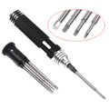 Black aluminium handle hexagon socket screwdriver set with four carbon steel bits for aeromodelling