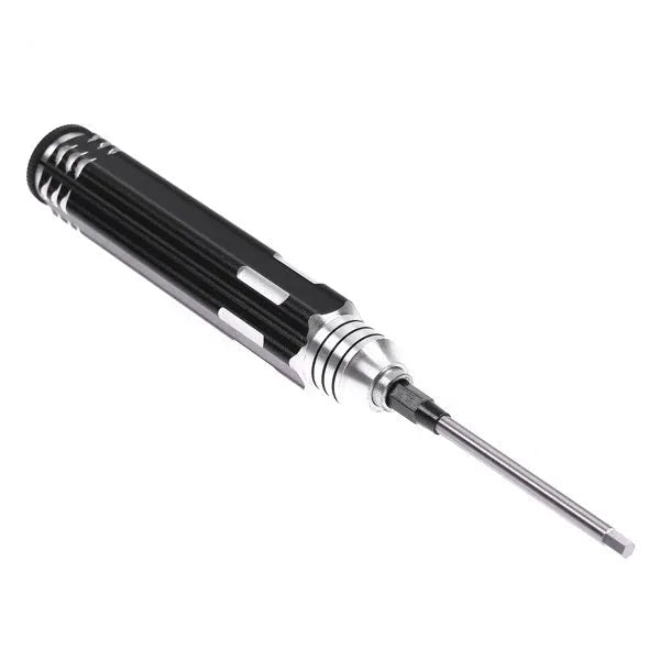 Black aluminium handle hexagon socket screwdriver set with four carbon steel bits for aeromodelling