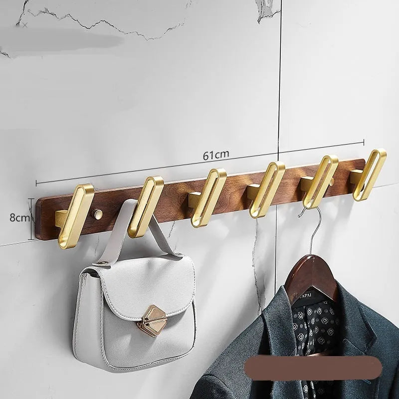 Black walnut bathroom clothes hooks with perforated row design in aluminium construction