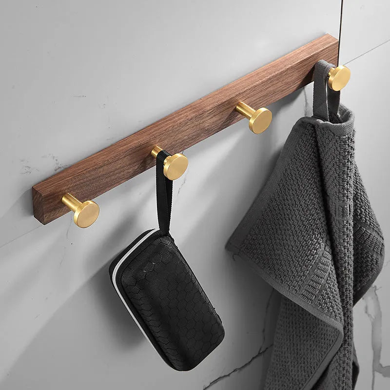 Black walnut bathroom clothes hooks with perforated row design in aluminium construction