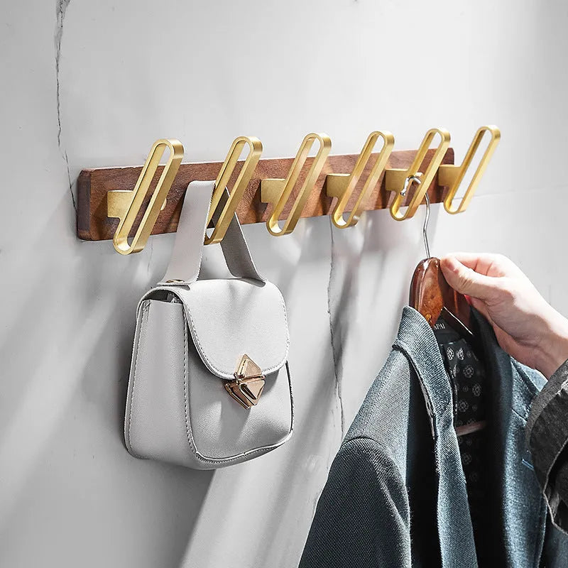 Black walnut bathroom clothes hooks with perforated row design in aluminium construction