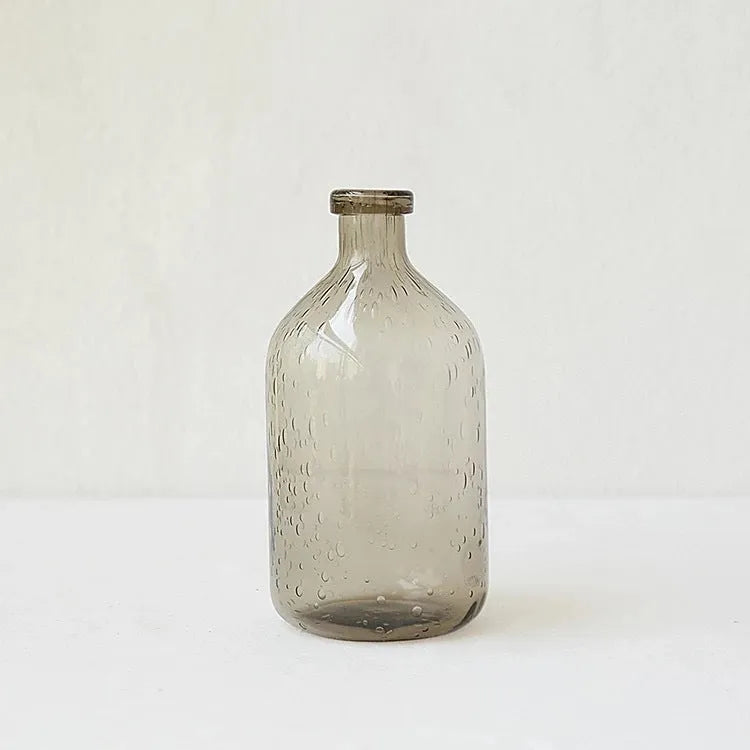Grey geometric bubble glass vase with stained glass material and electric stove pigment surface