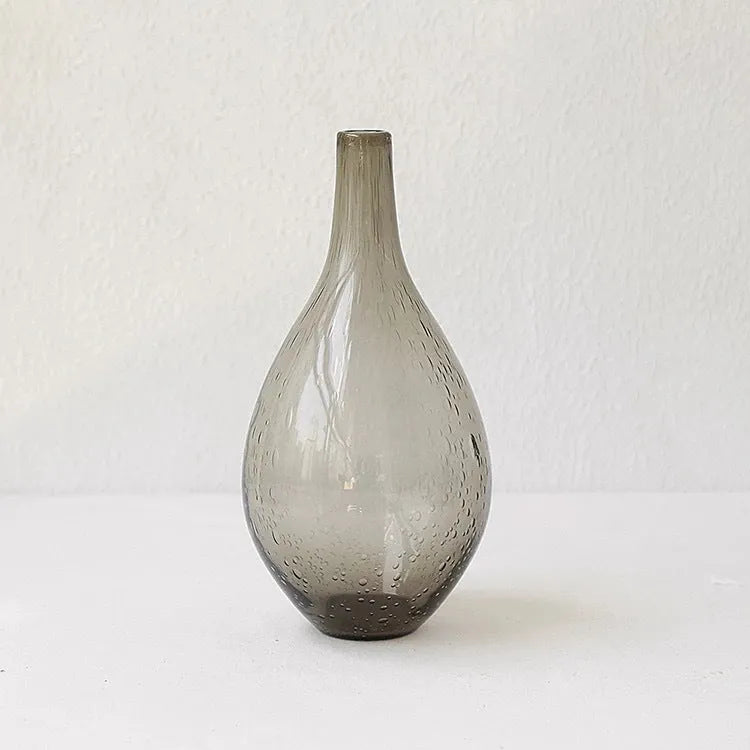 Grey geometric bubble glass vase with stained glass material and electric stove pigment surface