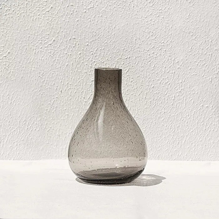 Grey geometric bubble glass vase with stained glass material and electric stove pigment surface