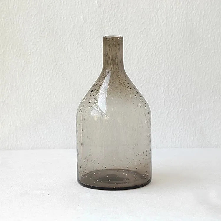 Grey geometric bubble glass vase with stained glass material and electric stove pigment surface