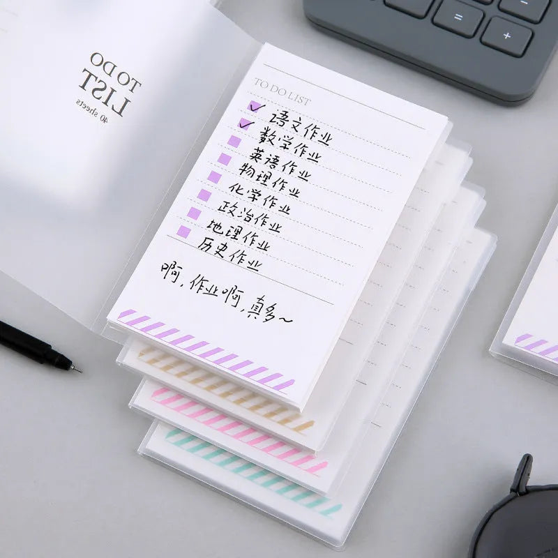 Small yellow PP frosted notebook showing tearable pages, sized 13cm by 8cm.