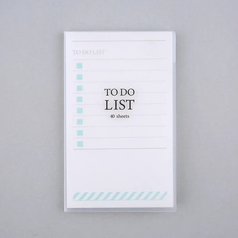 Small yellow PP frosted notebook showing tearable pages, sized 13cm by 8cm.