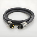 Hifi audio power cable with pure copper conductors showing EU and US plug options