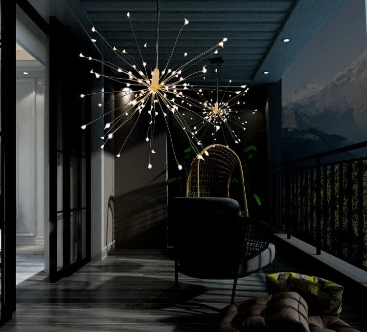 Solar-powered LED meteor shower light with warm-colour LEDs for garden and room decoration