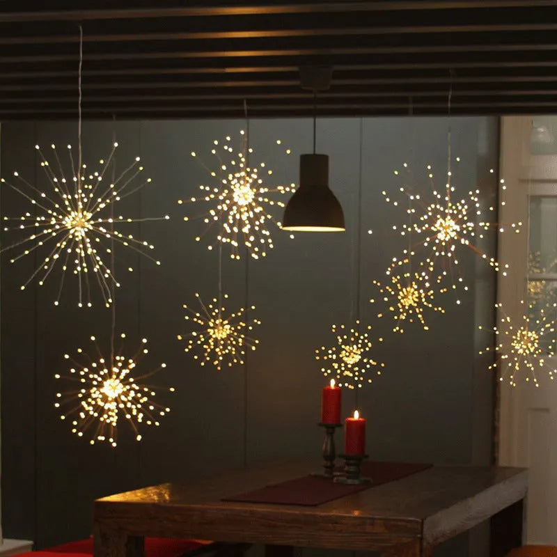 Solar-powered LED meteor shower light with warm-colour LEDs for garden and room decoration