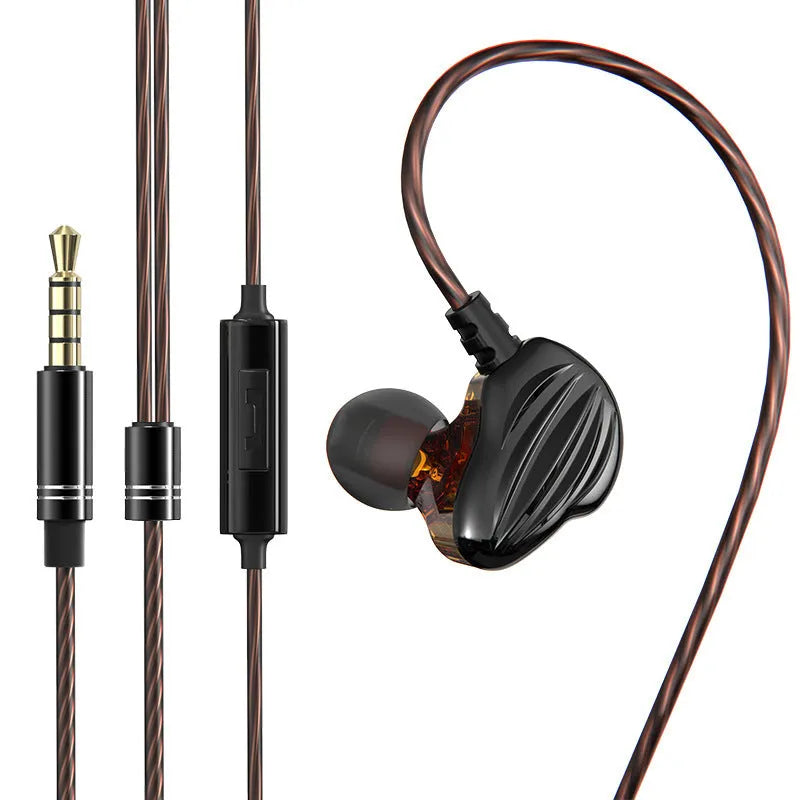 White in-ear sports headphones with around-ear design and 3.5mm plug for mobile phones
