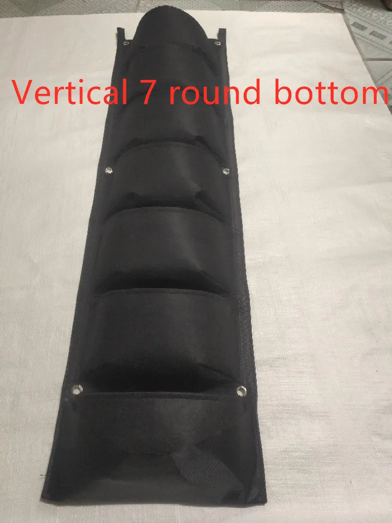 Vertical wall garden planting bag with 18 pockets made from recycled felt for herbs and vegetables