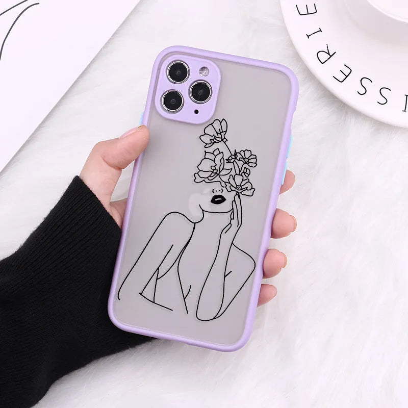 Slim painted TPU phone case for iPhone with fine hole design, shown in a floral pattern.