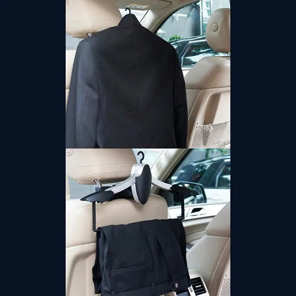 Foldable penguin car clothes hanger in black or silver, ABS, 65 x 55 x 210 mm, for car and home use