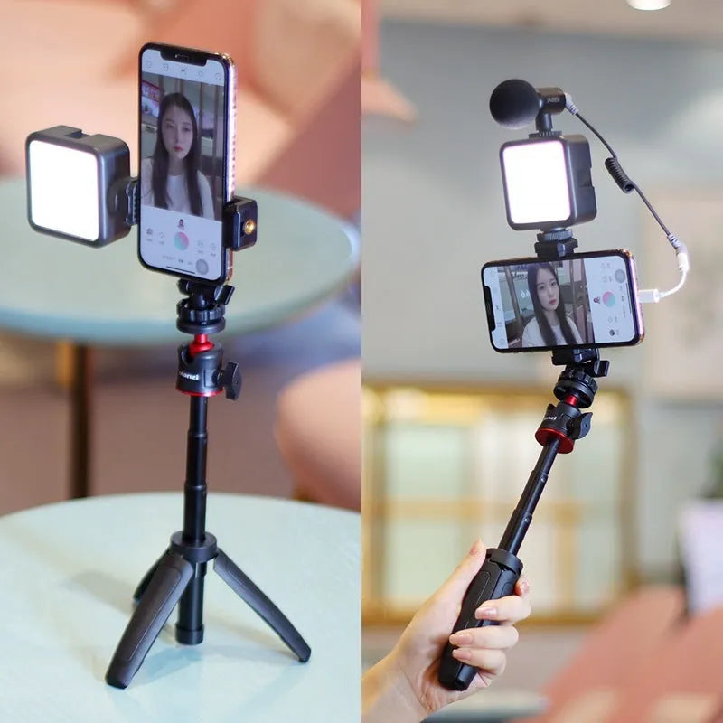 Combo 8 mobile phone vlog filming bracket with integrated phone stand and fill light mount.