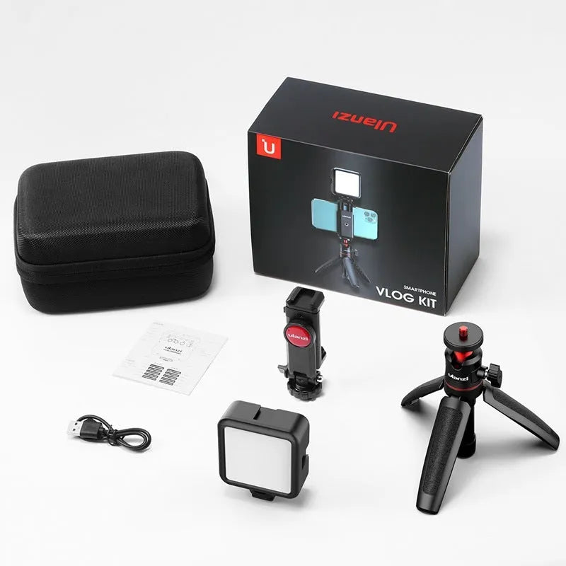 Combo 8 mobile phone vlog filming bracket with integrated phone stand and fill light mount.