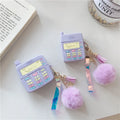 Purple silicone protective case for Apple AirPods with detachable fur ball pendant accessory
