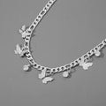 Unisex alloy butterfly necklace with 40cm chain, 5cm extension, gold or silver, 35g