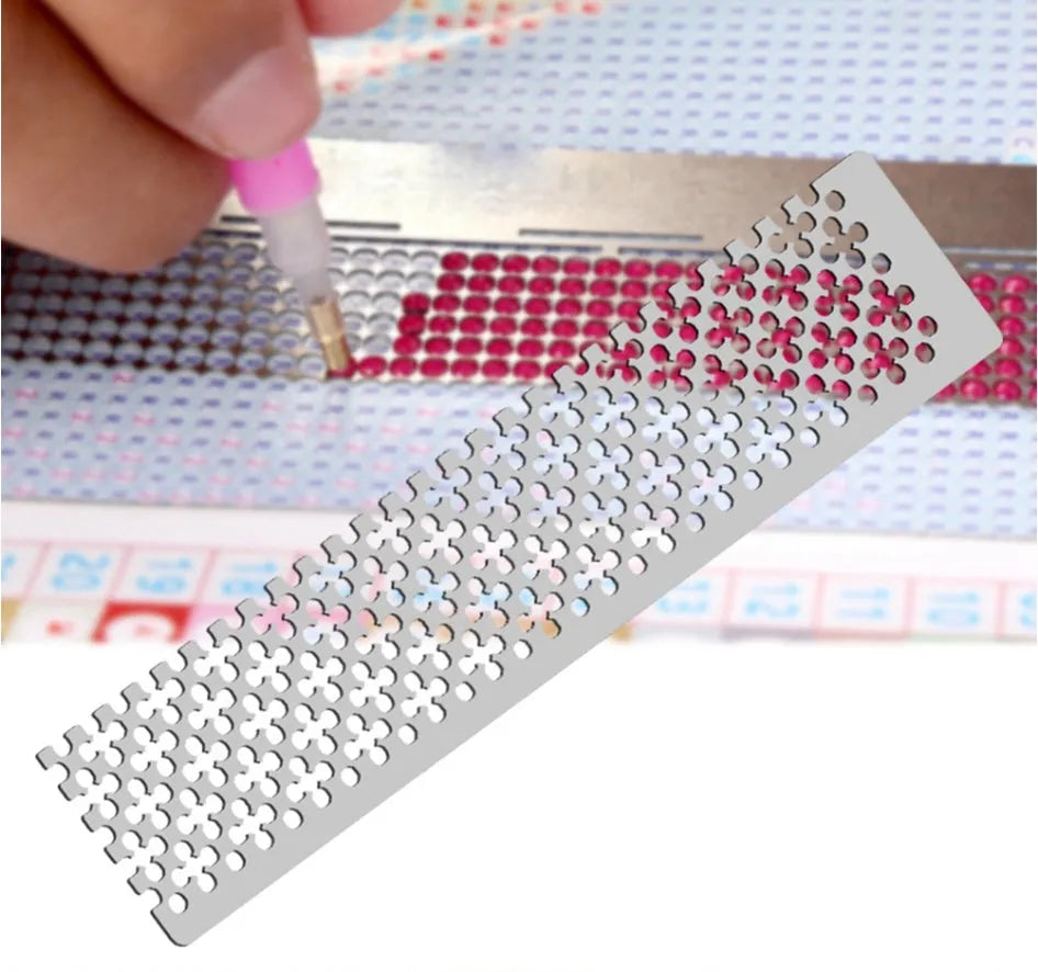 Stainless steel diamond painting grid ruler for square and round drill placement