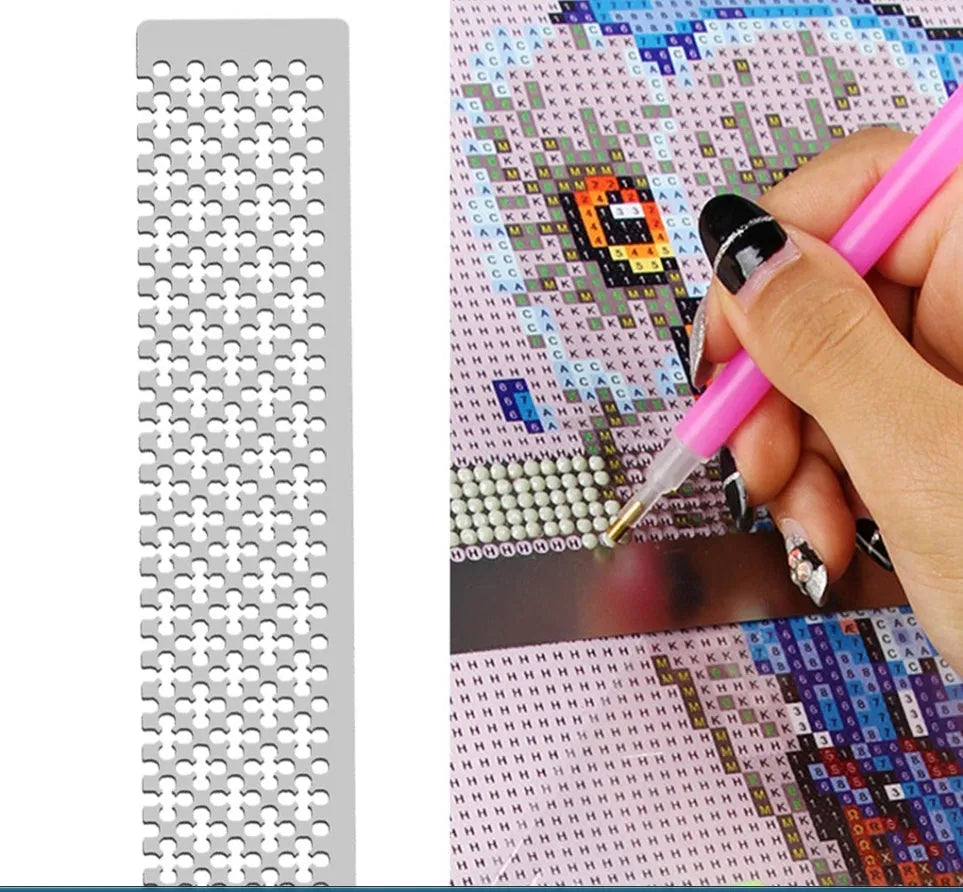 Stainless steel diamond painting grid ruler for square and round drill placement