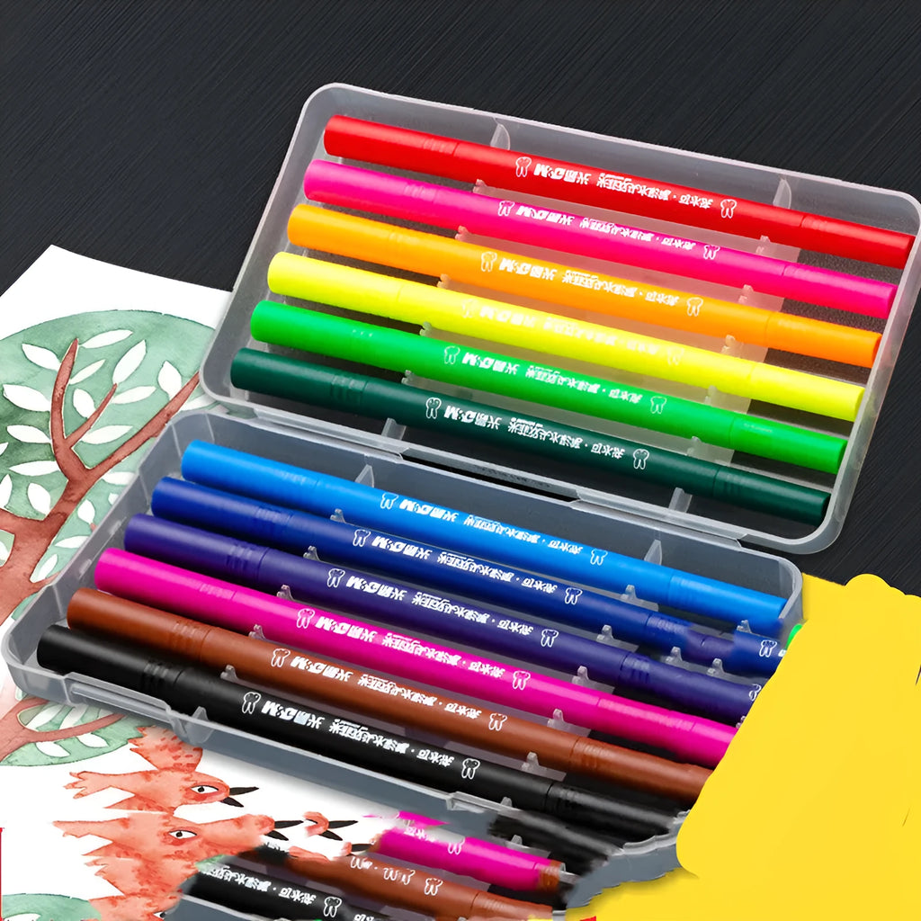 Soft head watercolour pen double head set with picture book and hook line pen in colour options