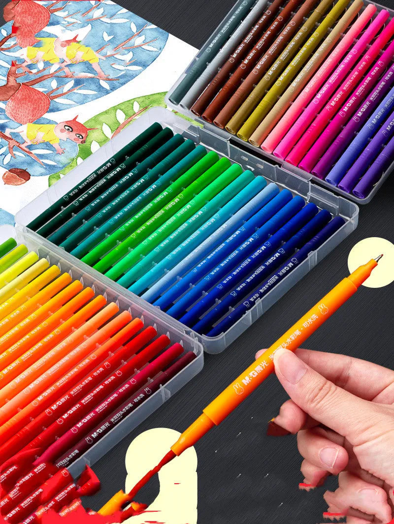 Soft head watercolour pen double head set with picture book and hook line pen in colour options