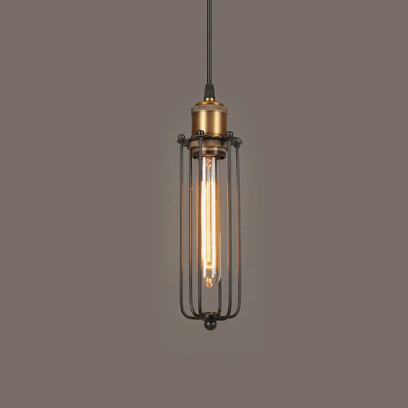 Brown iron chandelier with fishing line design, 220V, for 10-15㎡ rooms