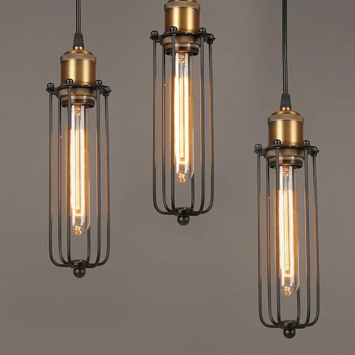 Brown iron fishing line chandelier with multiple light points for 10-15㎡ room coverage