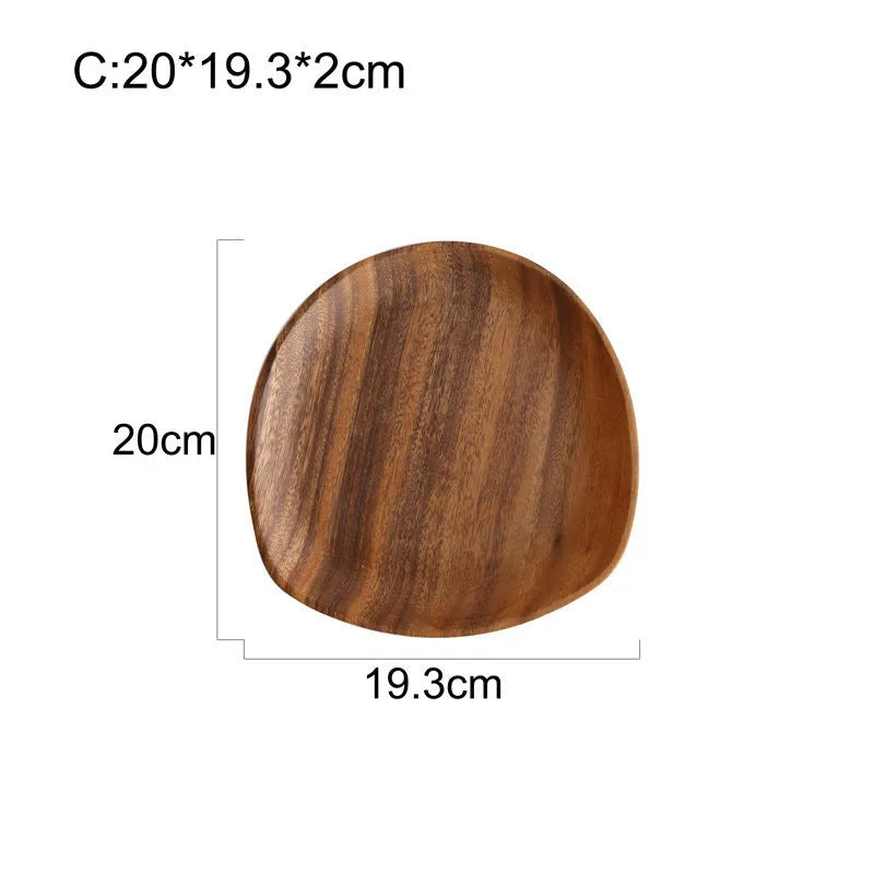 Natural acacia wood Japanese snack plate hand polished in multiple sizes.