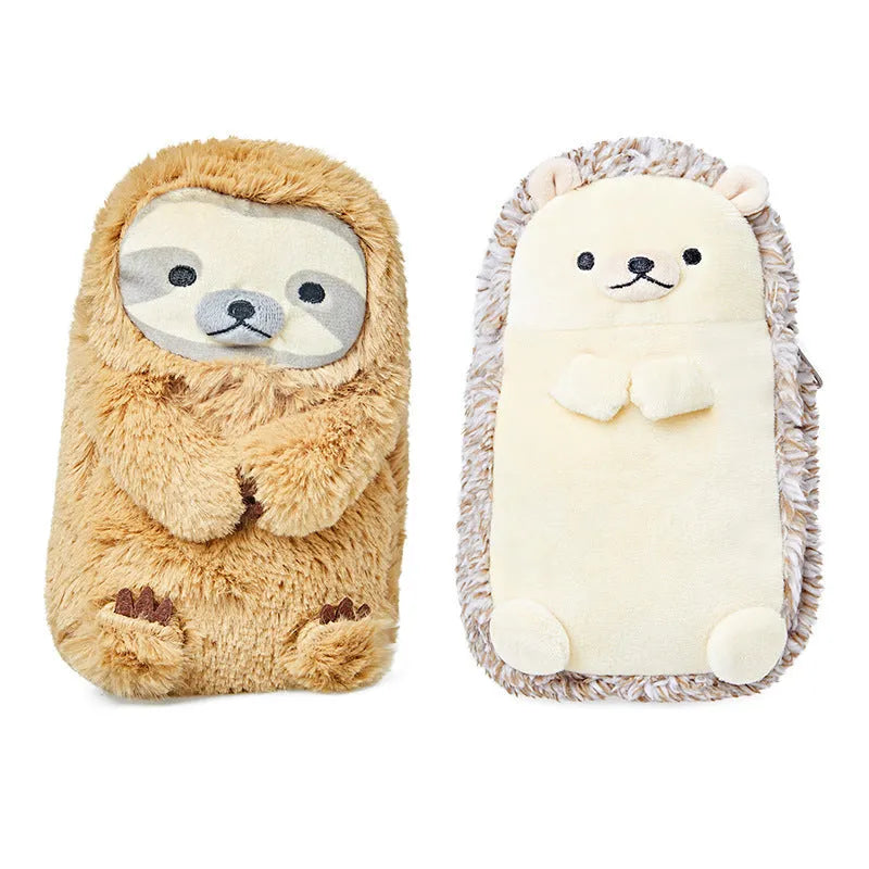 Velvet plush pencil case for stationery organisation with creative personality design