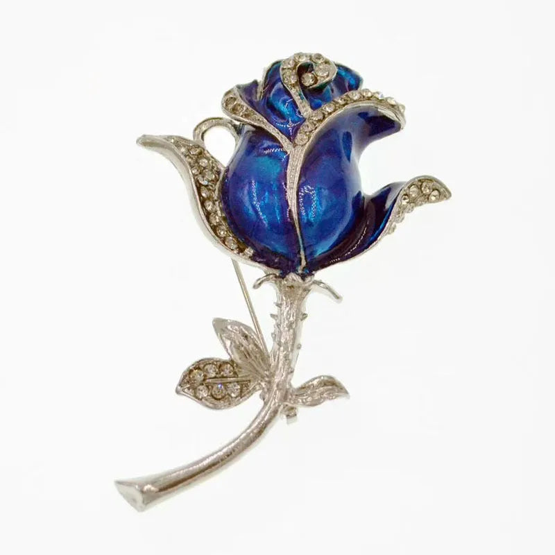 Diamond-studded metal rose USB flash drive with rhododendron crystal design in blue, purple or red.