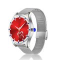 Gold or silver ladies smart watch with health monitoring and Bluetooth call functionality on wrist